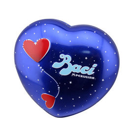 Κίνα Το διαμορφωμένο καρδιά μέταλλο κιβωτίων κασσίτερου σοκολάτας Baci μπορεί με το μπλε βάσεων να χρωματίσει προμηθευτής