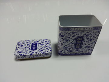 Κίνα μεταλλικά κουτιά τσαγιού κασσίτερου λευκοσιδήρου με το μπλε και άσπρο πιάτο κασσίτερου πορσελάνης προμηθευτής