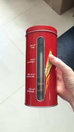 Οι εύγευστοι χρόνοι αρχίζουν το εμπορευματοκιβώτιο κασσίτερου μετάλλων με το παράθυρο στο σώμα προμηθευτής